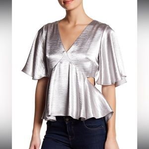 RO & DE Metallic Silver Cutout Top